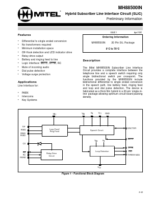 MH88500IN Datasheet PDF Mitel Networks