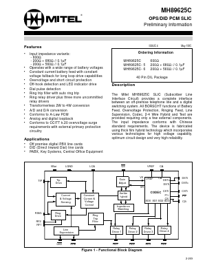 MH89625C-5 Datasheet PDF Mitel Networks