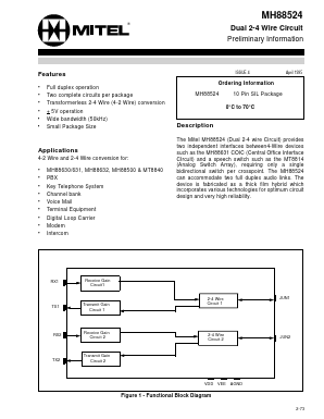 MH88524 Datasheet PDF Mitel Networks