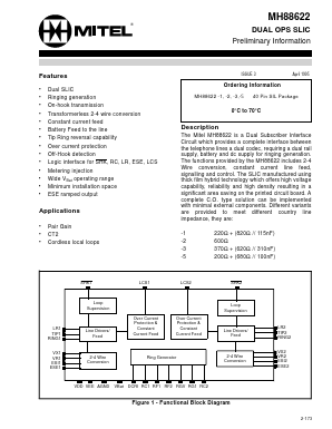 MH88622-3 Datasheet PDF Mitel Networks