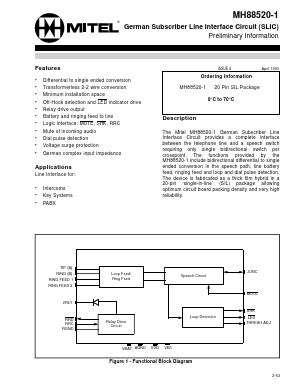 MH88520-1 Datasheet PDF Mitel Networks
