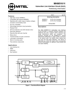 MH88510 Datasheet PDF Mitel Networks
