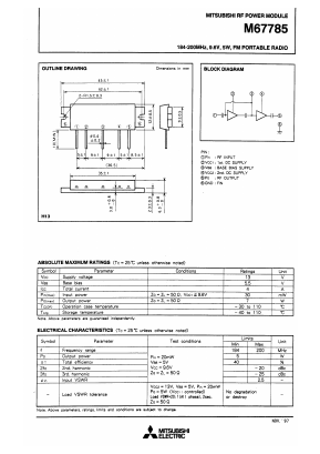 M67785 Datasheet PDF MITSUBISHI ELECTRIC 