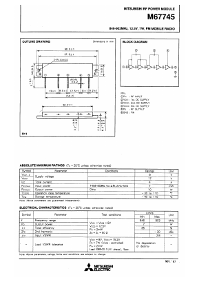 M67745 Datasheet PDF MITSUBISHI ELECTRIC 