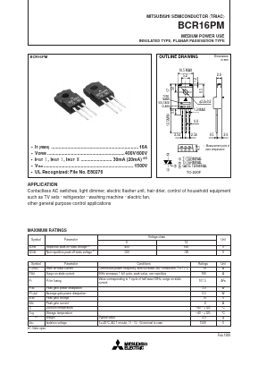 BCR16PM Datasheet PDF MITSUBISHI ELECTRIC 