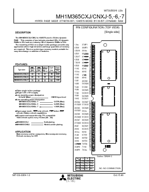 MH1M365CXJ-6 Datasheet PDF MITSUBISHI ELECTRIC 