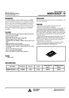 M5M5V5636GP16 Datasheet PDF MITSUBISHI ELECTRIC 