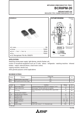 BCR8PM-20 Datasheet PDF MITSUBISHI ELECTRIC 