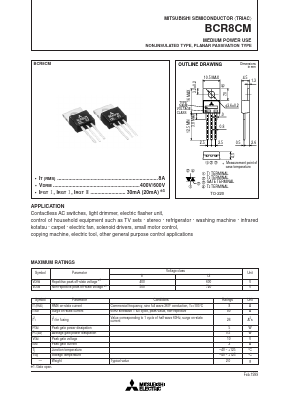 BCR8CM-12 Datasheet PDF MITSUBISHI ELECTRIC 