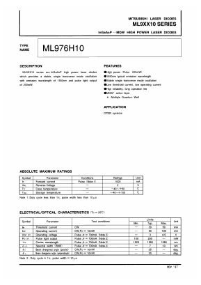 ML9XX10 Datasheet PDF MITSUBISHI ELECTRIC 