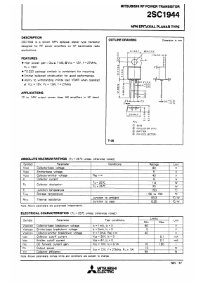C1944 Datasheet PDF MITSUBISHI ELECTRIC 
