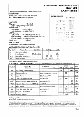 BA01203 Datasheet PDF MITSUBISHI ELECTRIC 
