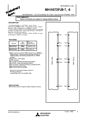 MH16S72PJB-8 Datasheet PDF MITSUBISHI ELECTRIC 
