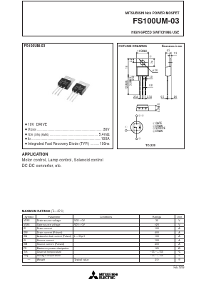 FS100UM-03 Datasheet PDF MITSUBISHI ELECTRIC 