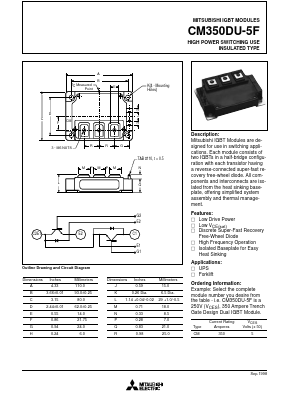 CM350DU-5F Datasheet PDF MITSUBISHI ELECTRIC 