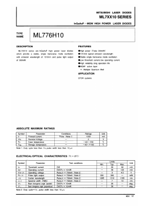ML776H10 Datasheet PDF MITSUBISHI ELECTRIC 