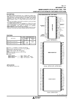 M5M51008DKV Datasheet PDF MITSUBISHI ELECTRIC 