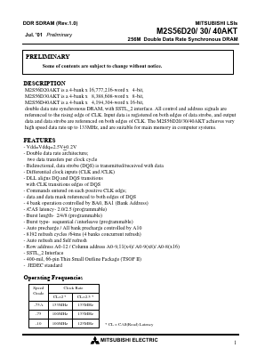 M2S56D40ATP-75A Datasheet PDF MITSUBISHI ELECTRIC 