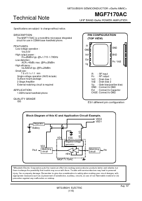 MGF7170C Datasheet PDF MITSUBISHI ELECTRIC 