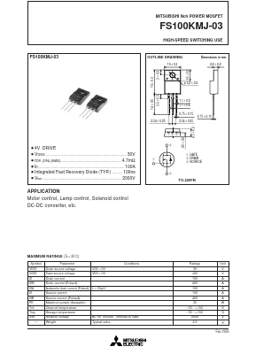 FS100KMJ-03 Datasheet PDF MITSUBISHI ELECTRIC 