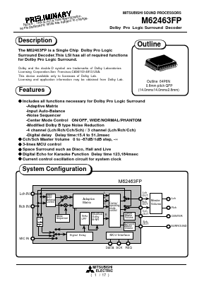 M62463FP Datasheet PDF MITSUBISHI ELECTRIC 