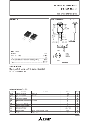 FS2KMJ-3 Datasheet PDF MITSUBISHI ELECTRIC 
