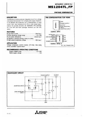 M51204TL Datasheet PDF MITSUBISHI ELECTRIC 