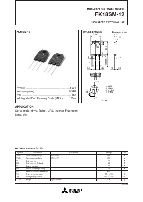 FK18SM-12 Datasheet PDF MITSUBISHI ELECTRIC 