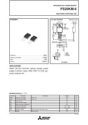 FS20KM-6 Datasheet PDF MITSUBISHI ELECTRIC 