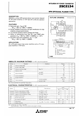C2134 Datasheet PDF MITSUBISHI ELECTRIC 
