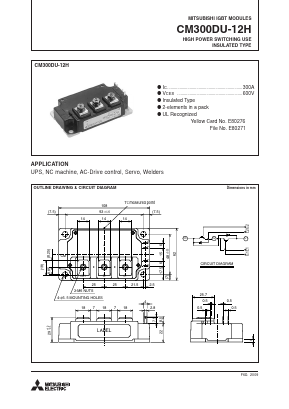 CM300DU-12H Datasheet PDF MITSUBISHI ELECTRIC 