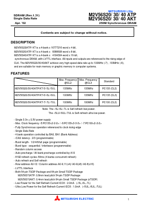 M2V56S40AKT-7 Datasheet PDF MITSUBISHI ELECTRIC 