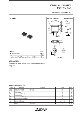FK16VS-6 Datasheet PDF MITSUBISHI ELECTRIC 