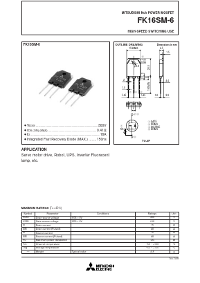 FK16SM-6 Datasheet PDF MITSUBISHI ELECTRIC 