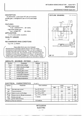 MGF2445A Datasheet PDF MITSUBISHI ELECTRIC 