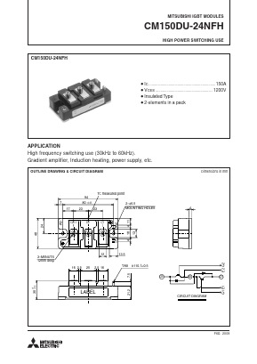 CM150DU-24NFH Datasheet PDF MITSUBISHI ELECTRIC 