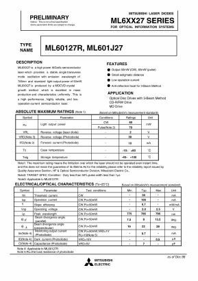 ML601J27 Datasheet PDF MITSUBISHI ELECTRIC 