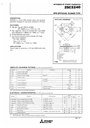 2SC3240 Datasheet PDF MITSUBISHI ELECTRIC 