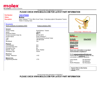 1301270009 Datasheet PDF Molex Connectors