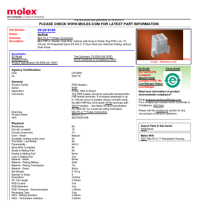 39-29-9169 Datasheet PDF Molex Connectors