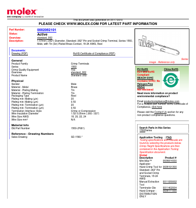 0002062101 Datasheet PDF Molex Connectors
