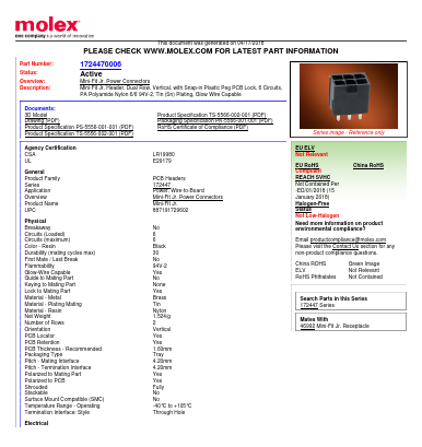 172447-0006 Datasheet PDF Molex Connectors