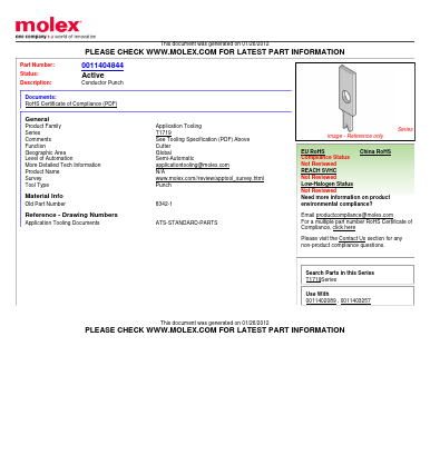 11-40-4844 Datasheet PDF Molex Connectors