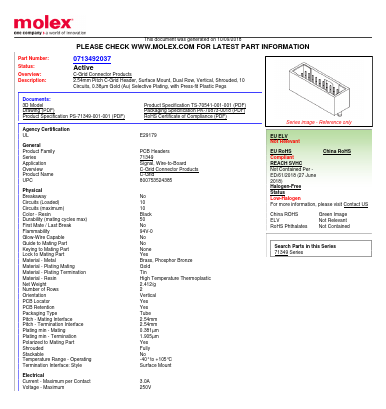 71349-2037 Datasheet PDF Molex Connectors