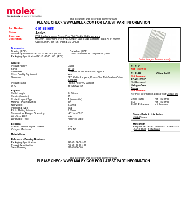 0151661055 Datasheet PDF Molex Connectors