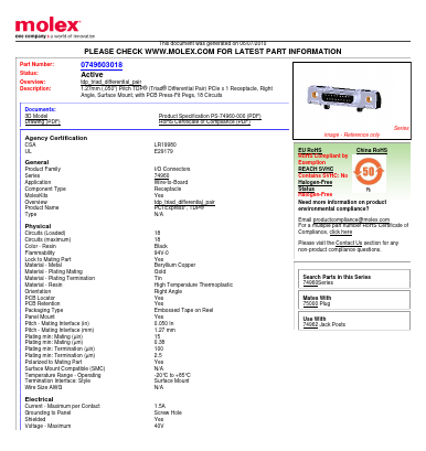 74960-3018 Datasheet PDF Molex Connectors