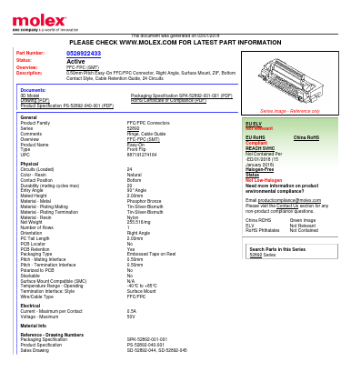 52892-2433 Datasheet PDF Molex Connectors