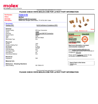 73300-0150 Datasheet PDF Molex Connectors