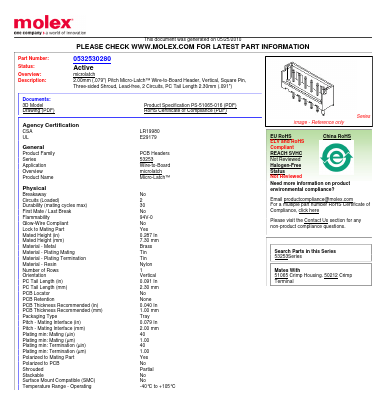 53253-0280 Datasheet PDF Molex Connectors