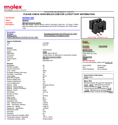0878321420 Datasheet PDF Molex Connectors